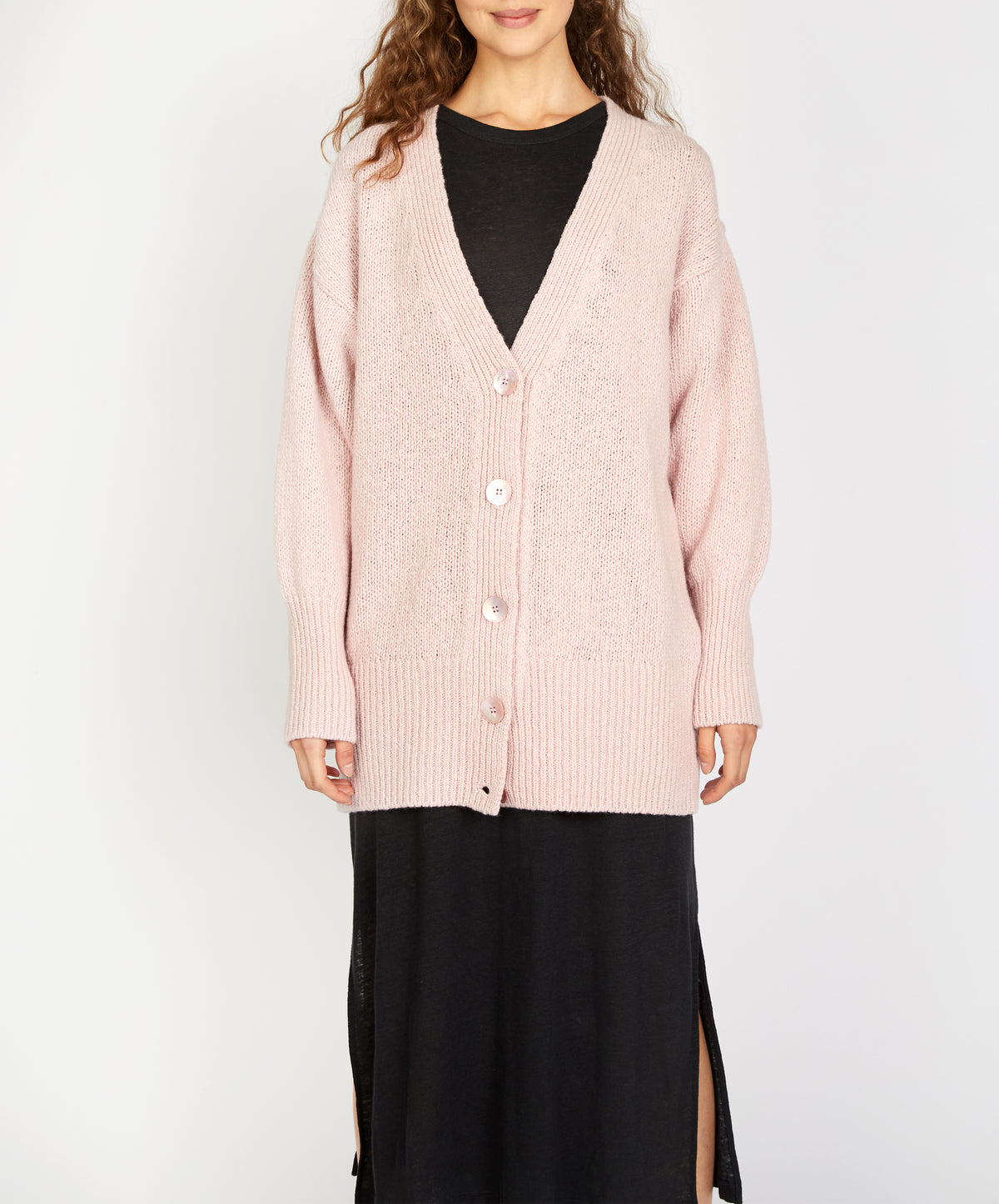 IrelandsEye Knitwear Cumberland Oversized Cardigan in Pink Mist