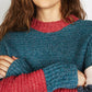 IrelandsEye Knitwear Damson Contrast Crew Neck Sweater Aquamarine