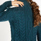 IrelandsEye Knitwear Juniper Aran Polo Neck Sweater Atlantic Blue