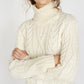 IrelandsEye Knitwear Juniper Aran Polo Neck Sweater in Natural
