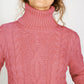 IrelandsEye Knitwear Juniper Aran Polo Neck Rosa Pink