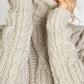 IrelandsEye Knitwear Juniper Aran Polo Neck Sweater in Silver Marl