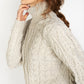 IrelandsEye Knitwear Juniper Aran Polo Neck Sweater in Silver Marl