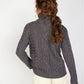 IrelandsEye Knitwear Juniper Aran Polo Neck Sweater in Steel Marl
