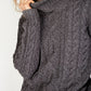IrelandsEye Knitwear Juniper Aran Polo Neck Sweater in Steel Marl