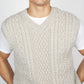 IrelandsEye Knitwear Mens Birch Aran V-Neck Vest in Silver Marl