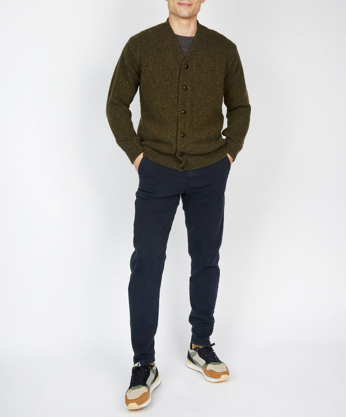 IrelandsEye Knitwear Carrowmore Jersey Cardigan in Loden