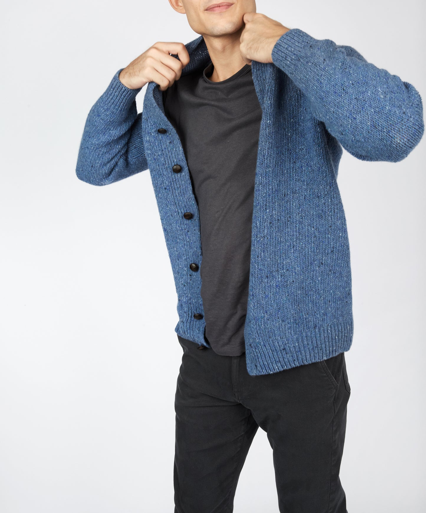 IrelandsEye Knitwear Carrowmore Jersey Cardigan in Blue Ocean