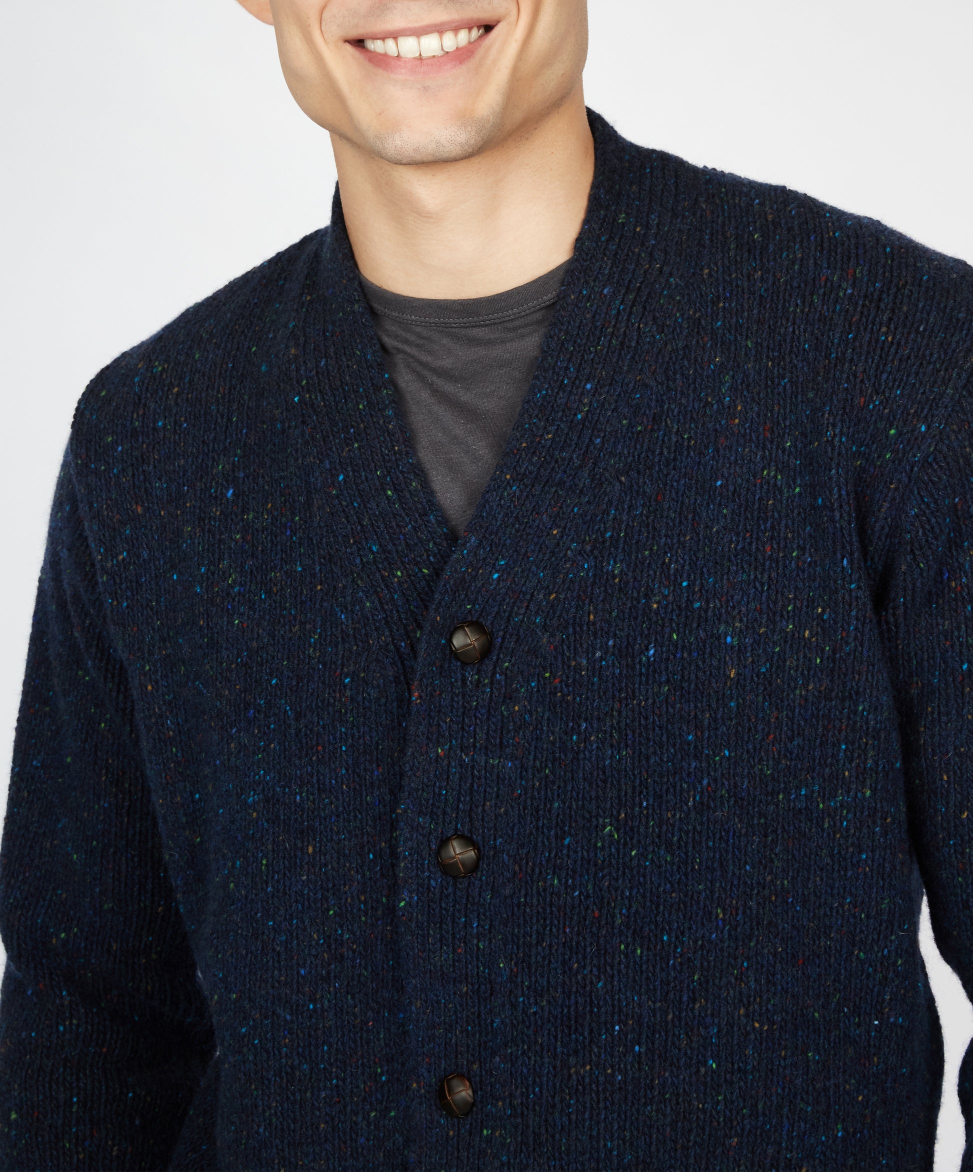 IrelandsEye Knitwear Carrowmore Jersey Cardigan in Rich Navy