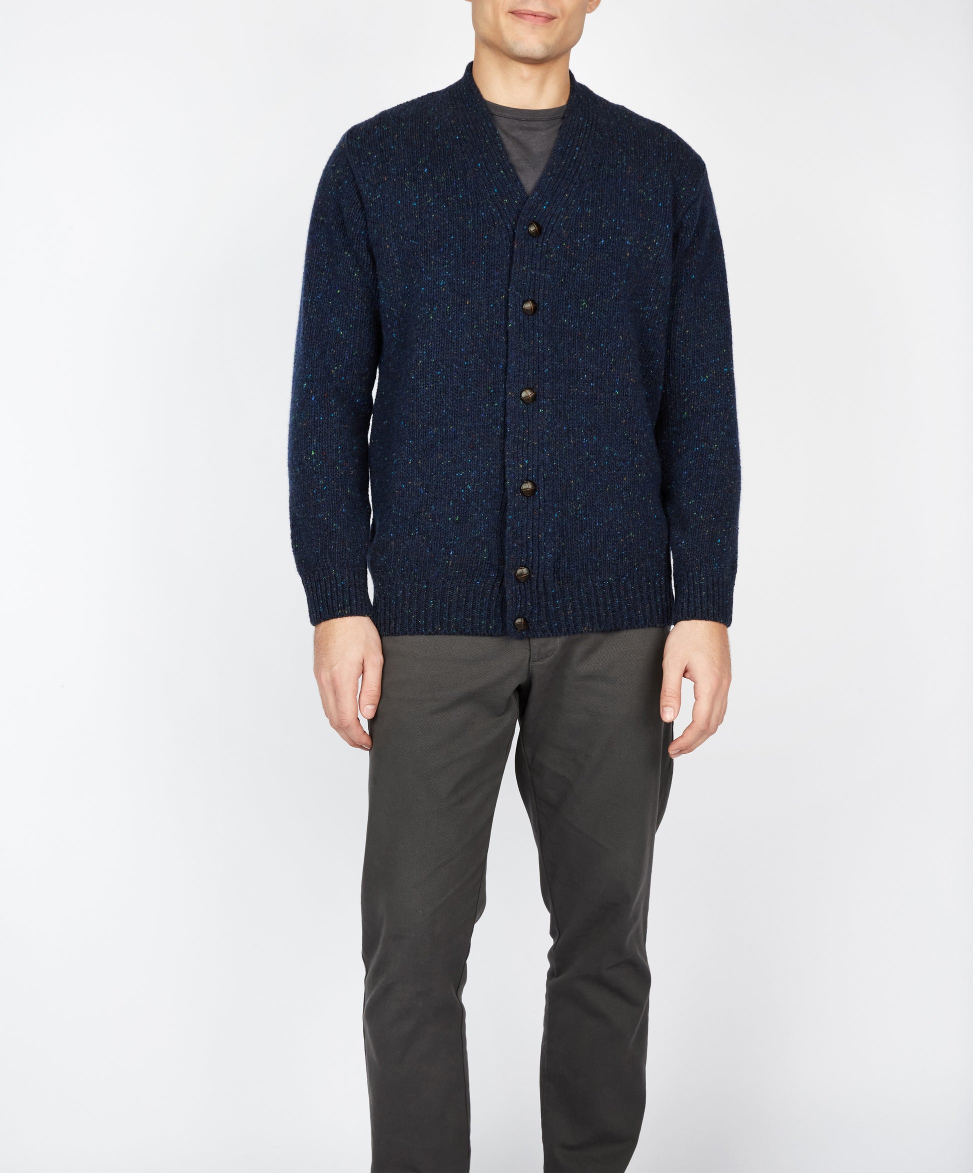 IrelandsEye Knitwear Carrowmore Jersey Cardigan in Rich Navy