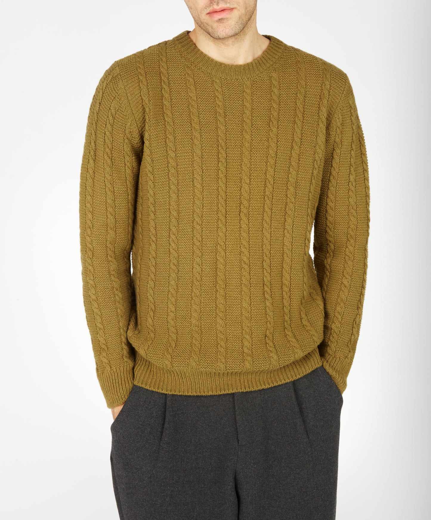 IrelandsEye Knitwear Sudbury Crew Neck Sweater Khaki