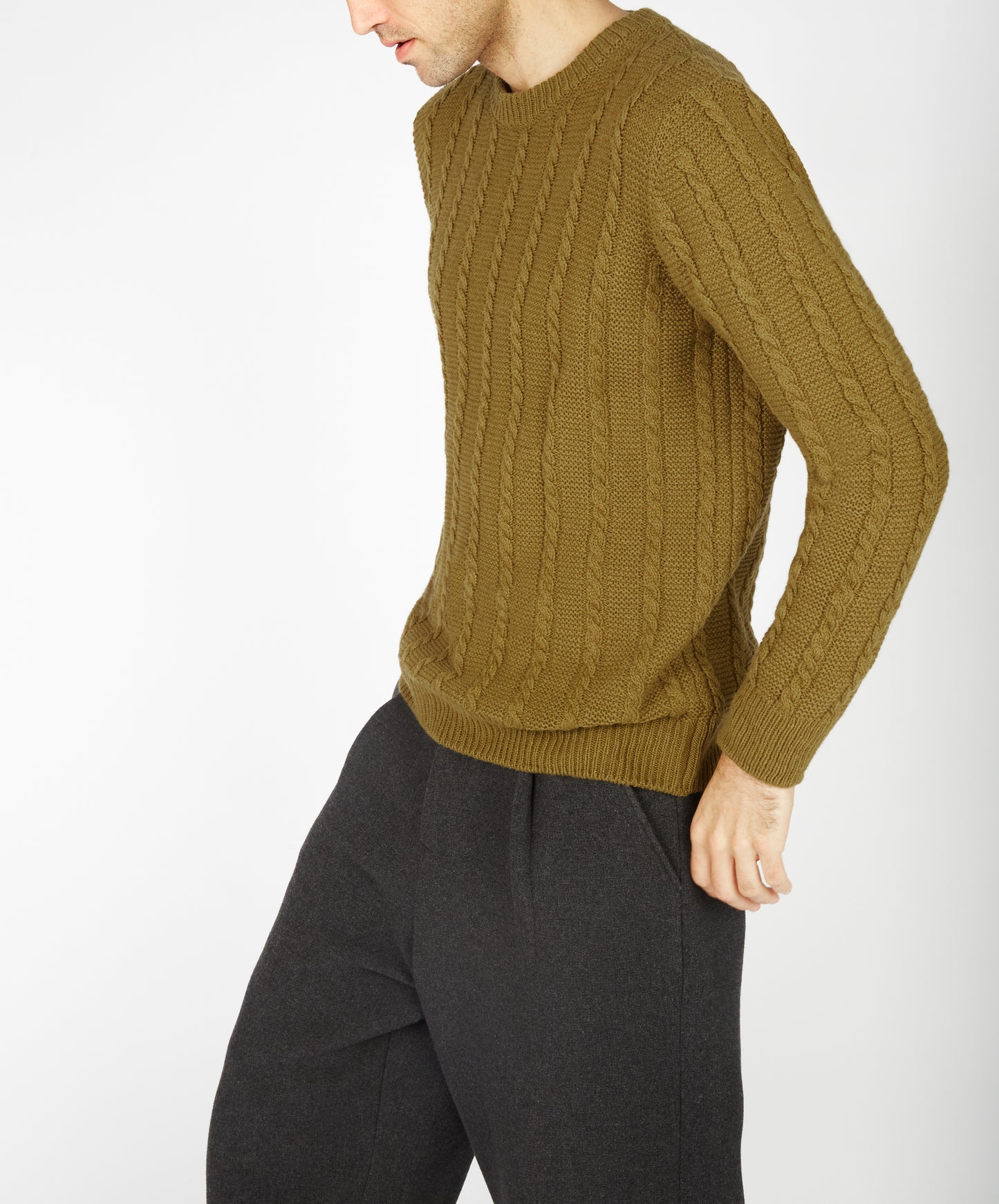 IrelandsEye Knitwear Sudbury Crew Neck Sweater Khaki