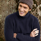 IrelandsEye Knitwear Fishermans Rib Polo Neck in Midnight & Beanie Hat Shadow Marl