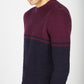 IrelandsEye Knitwear Colour Block Crew Neck Currant & Midnight Blue