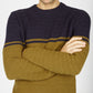 IrelandsEye Knitwear Colour Block Crew Neck Midnight Blue & Khaki