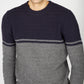 IrelandsEye Knitwear Colour Block Crew Neck Midnight Blue & Smoke