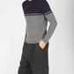 IrelandsEye Knitwear Colour Block Crew Neck Midnight Blue & Smoke