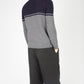 IrelandsEye Knitwear Colour Block Crew Neck Midnight Blue & Smoke