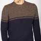 IrelandsEye Knitwear Colour Block Crew Neck Shadow Marl & Midnight Blue