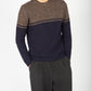 IrelandsEye Knitwear Colour Block Crew Neck Shadow Marl & Midnight Blue