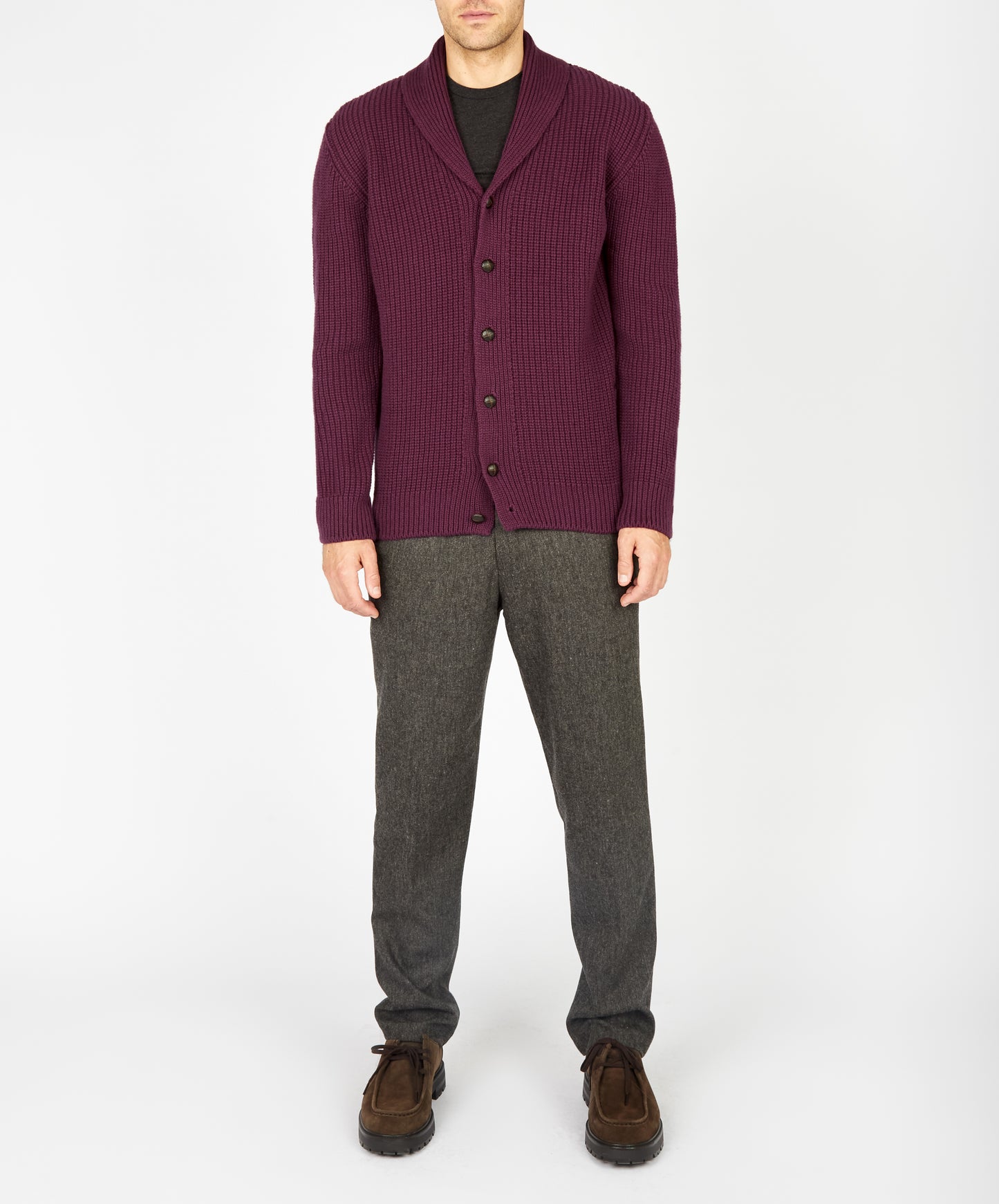 IrelandsEye Knitwear Luxe Shawl Cardigan Currant