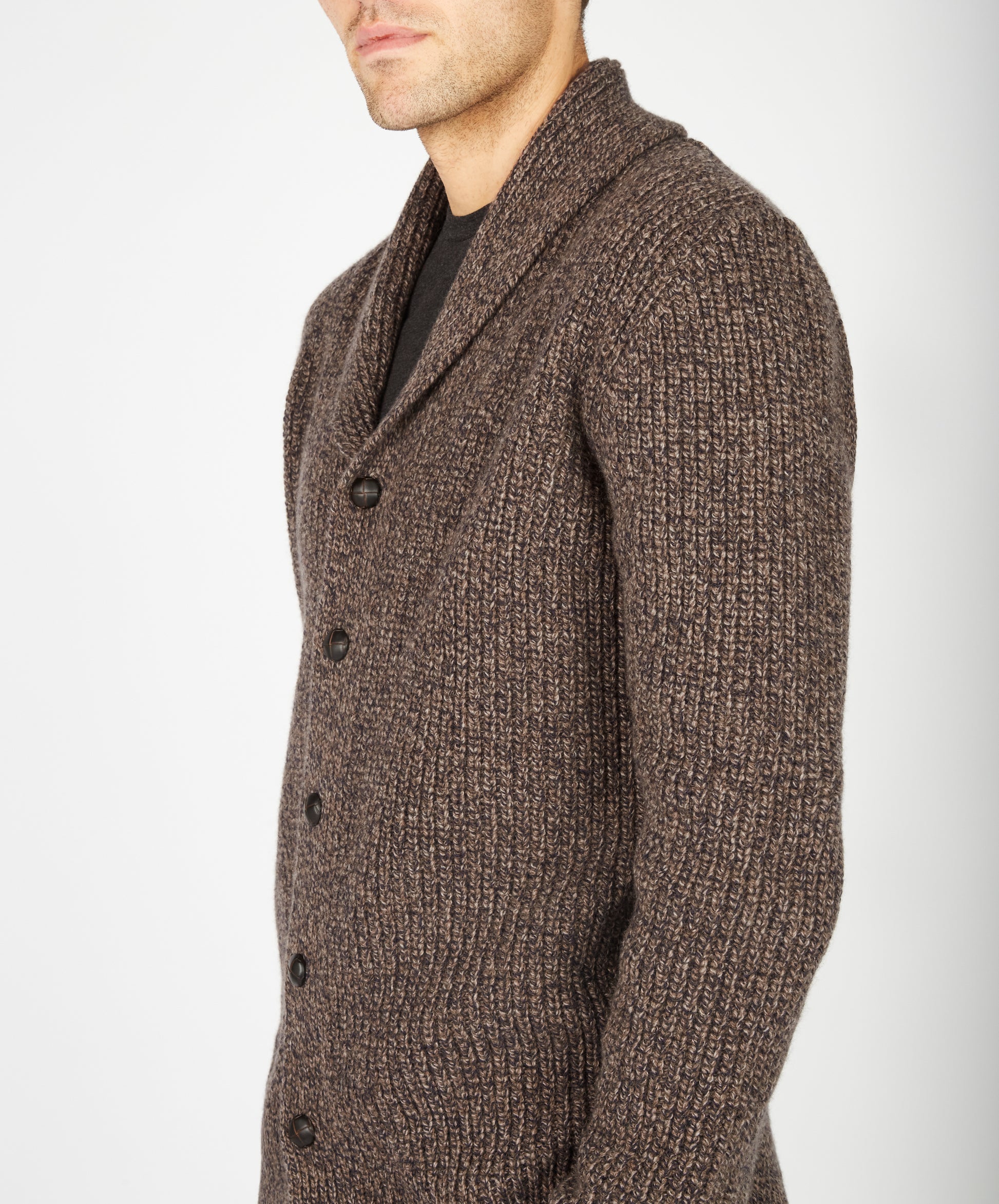 IrelandsEye Knitwear Luxe Shawl Cardigan Shadow Marl