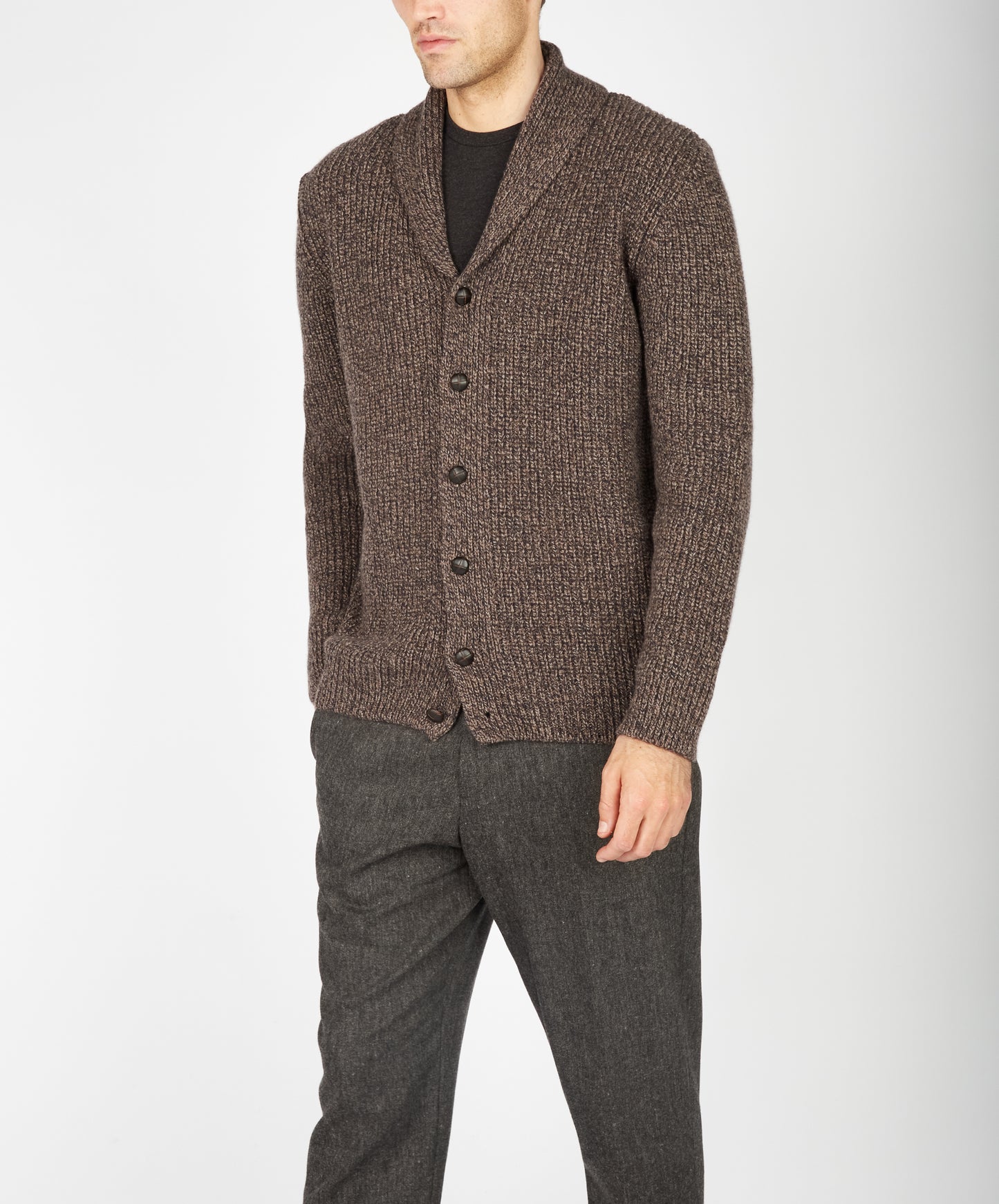 IrelandsEye Knitwear Luxe Shawl Cardigan Shadow Marl