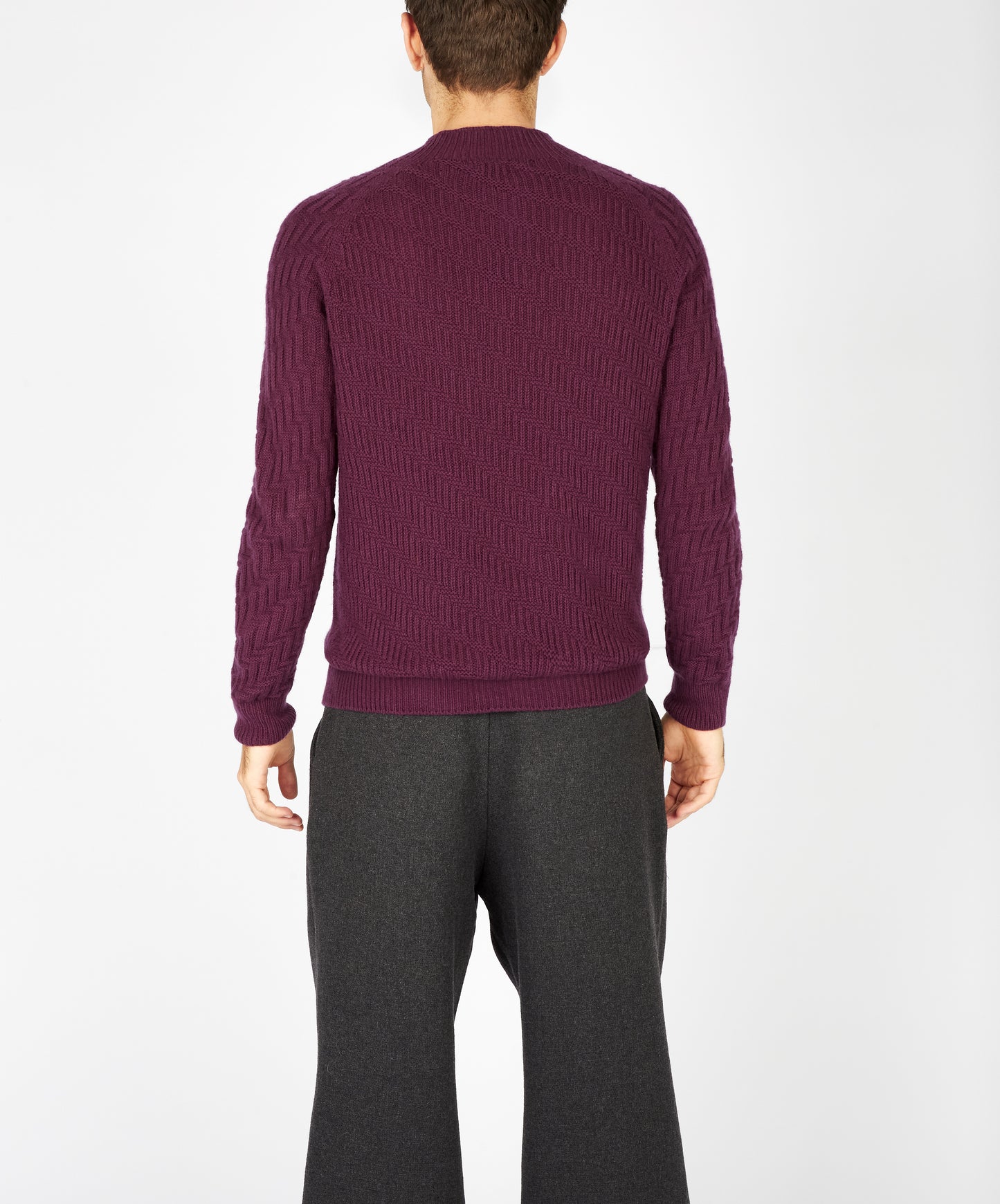 IrelandsEye Knitwear Villiers Textured Raglan Sweater Currant