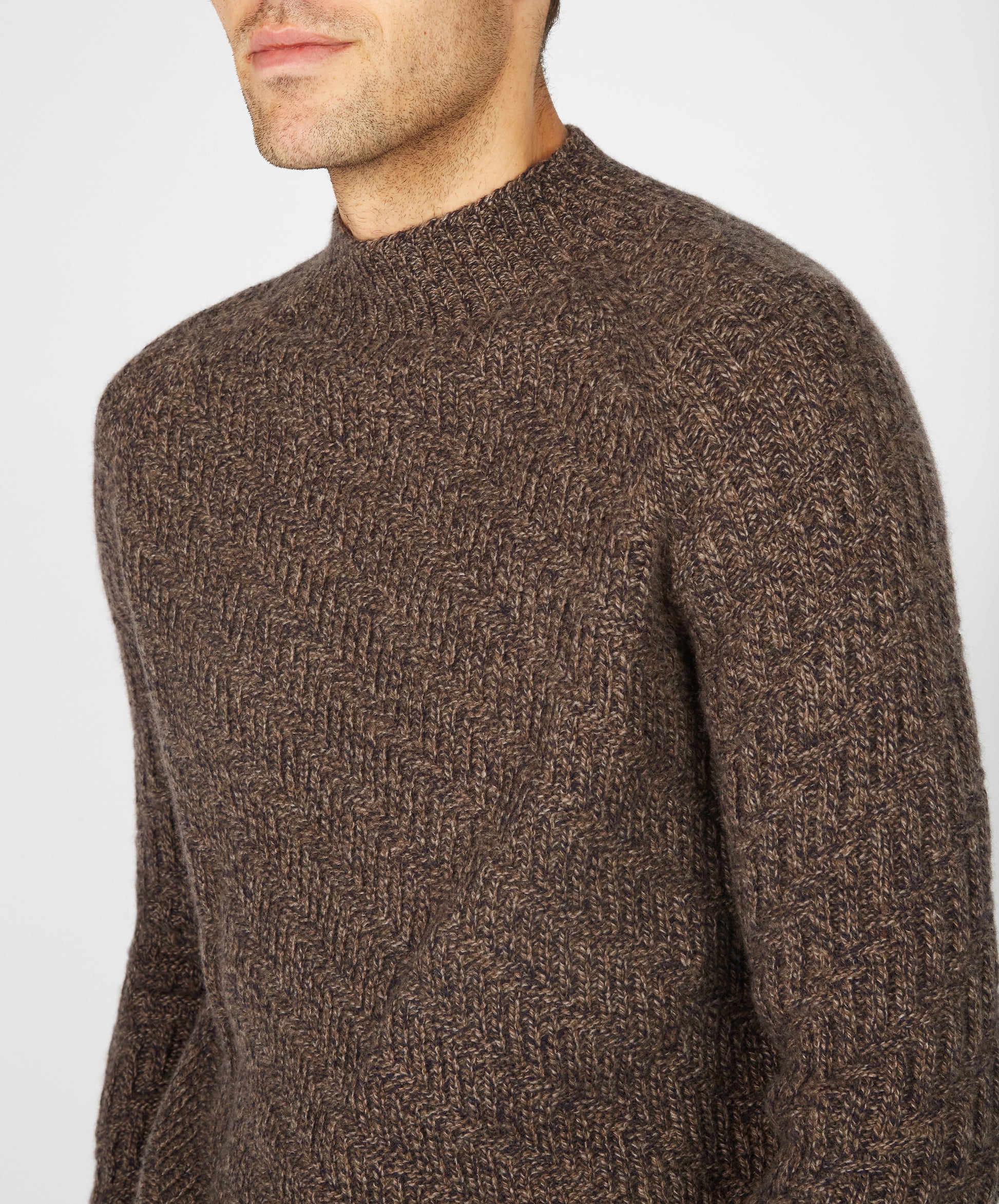 IrelandsEye Knitwear Villiers Textured Raglan Sweater Shadow Marl