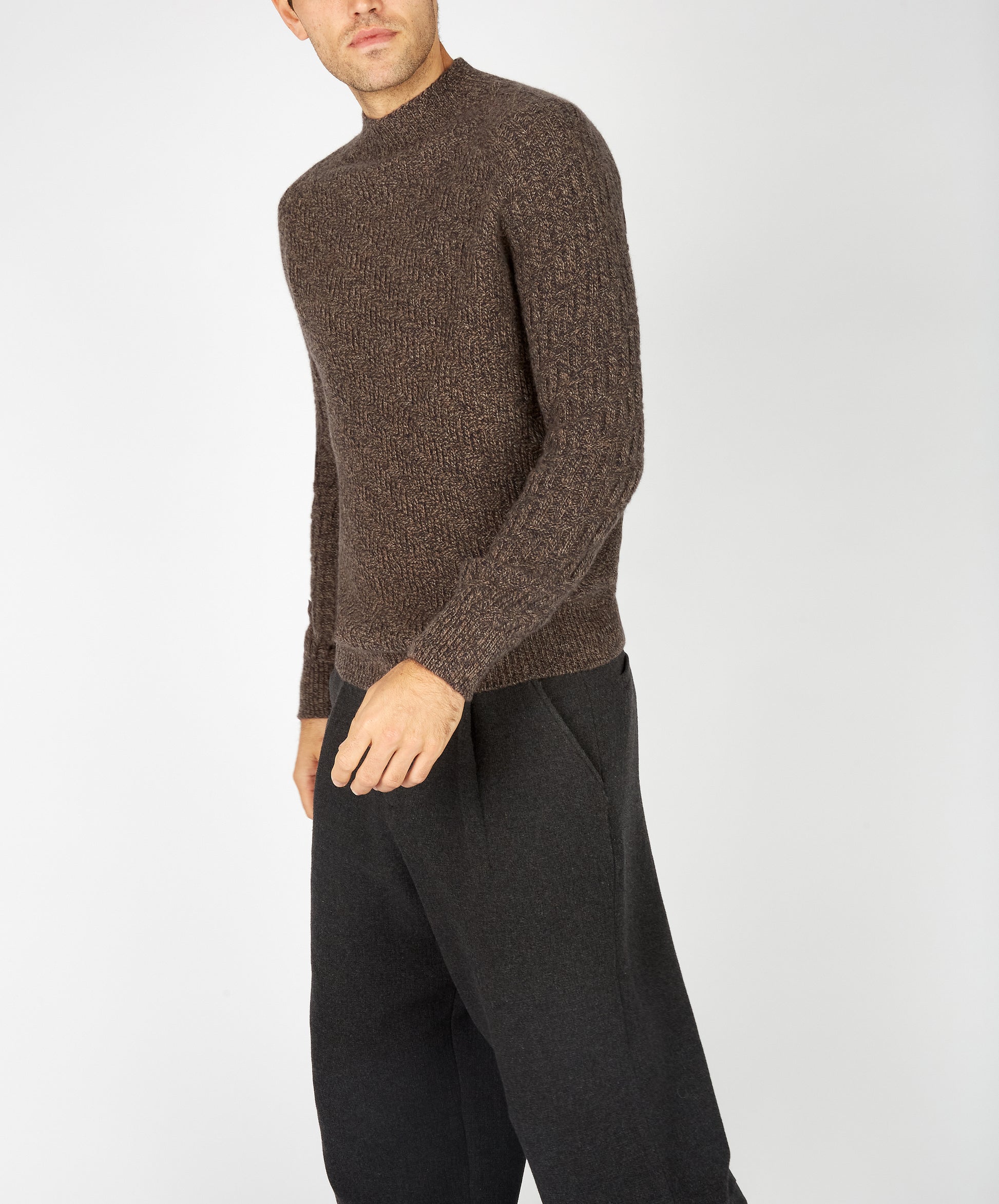 IrelandsEye Knitwear Villiers Textured Raglan Sweater Shadow Marl