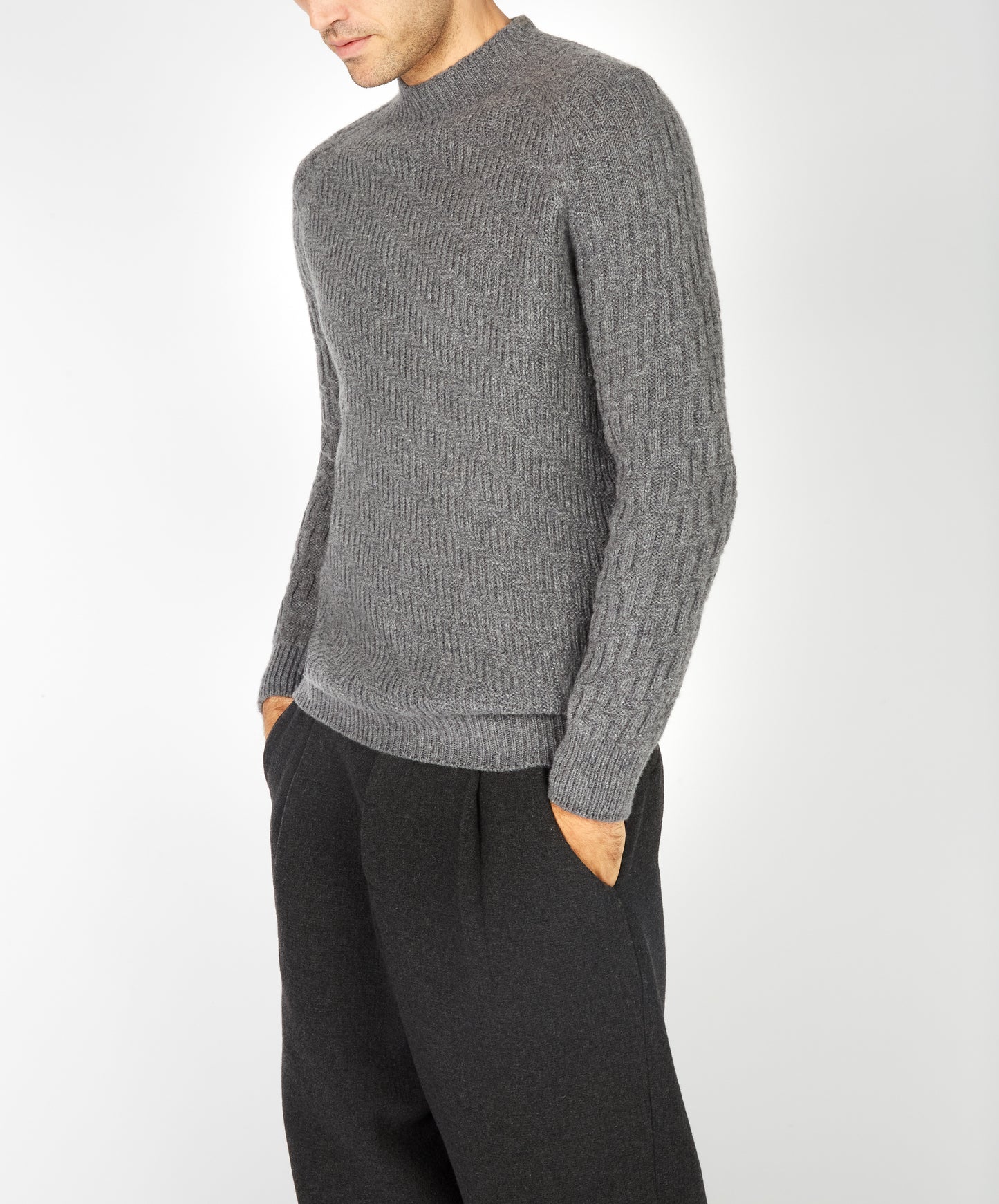 IrelandsEye Knitwear Villiers Textured Raglan Sweater Smoke