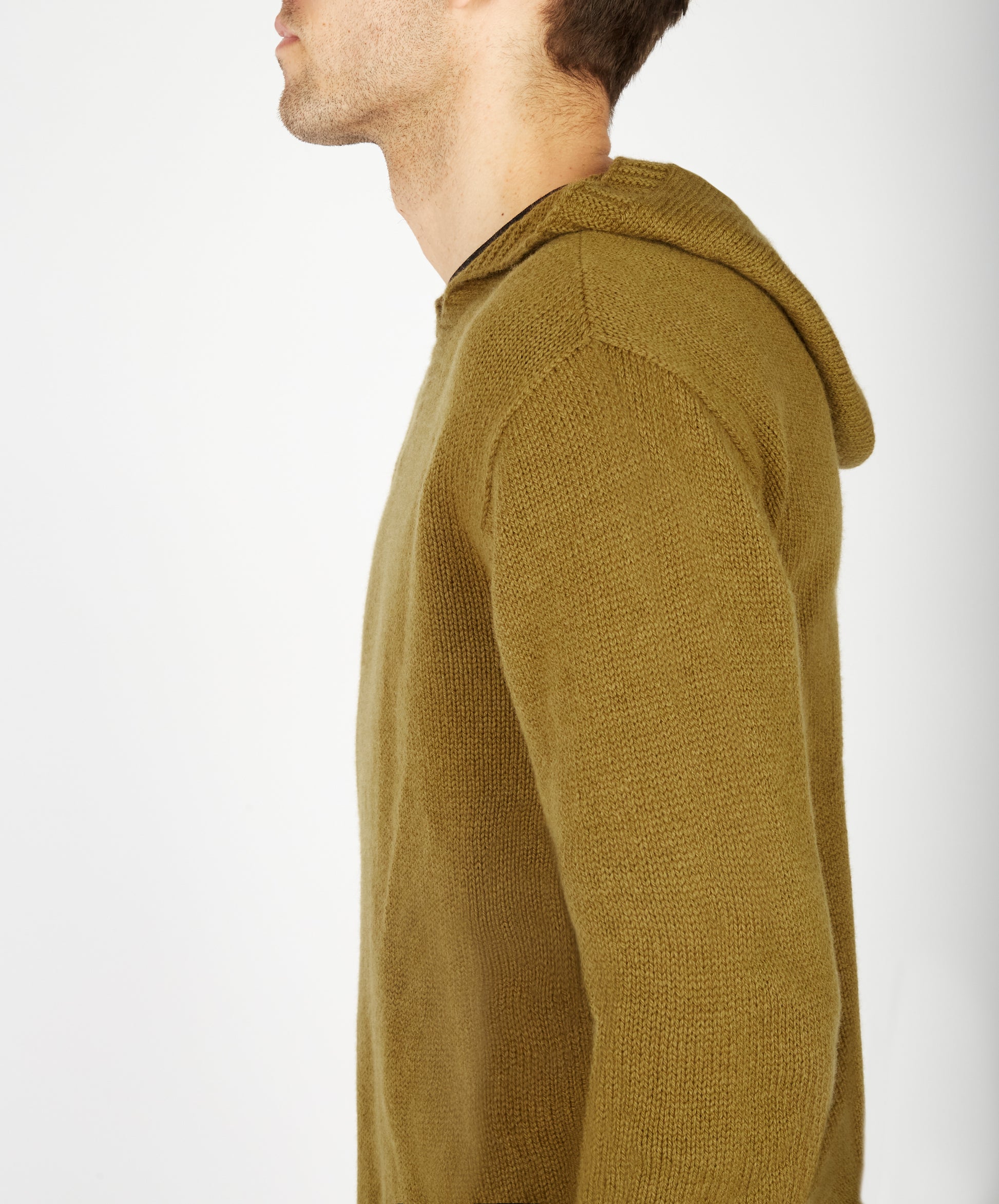 IrelandsEye Knitwear Luxe Jersey Hoodie Khaki