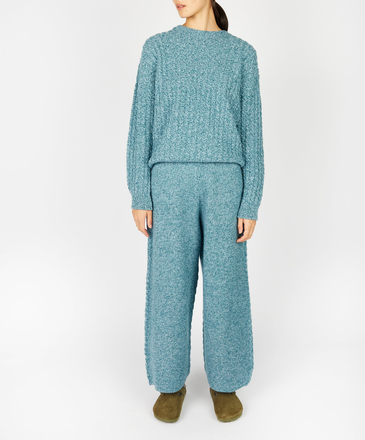 IrelandsEye Knitwear Corbin Cable Crew Neck Larimar