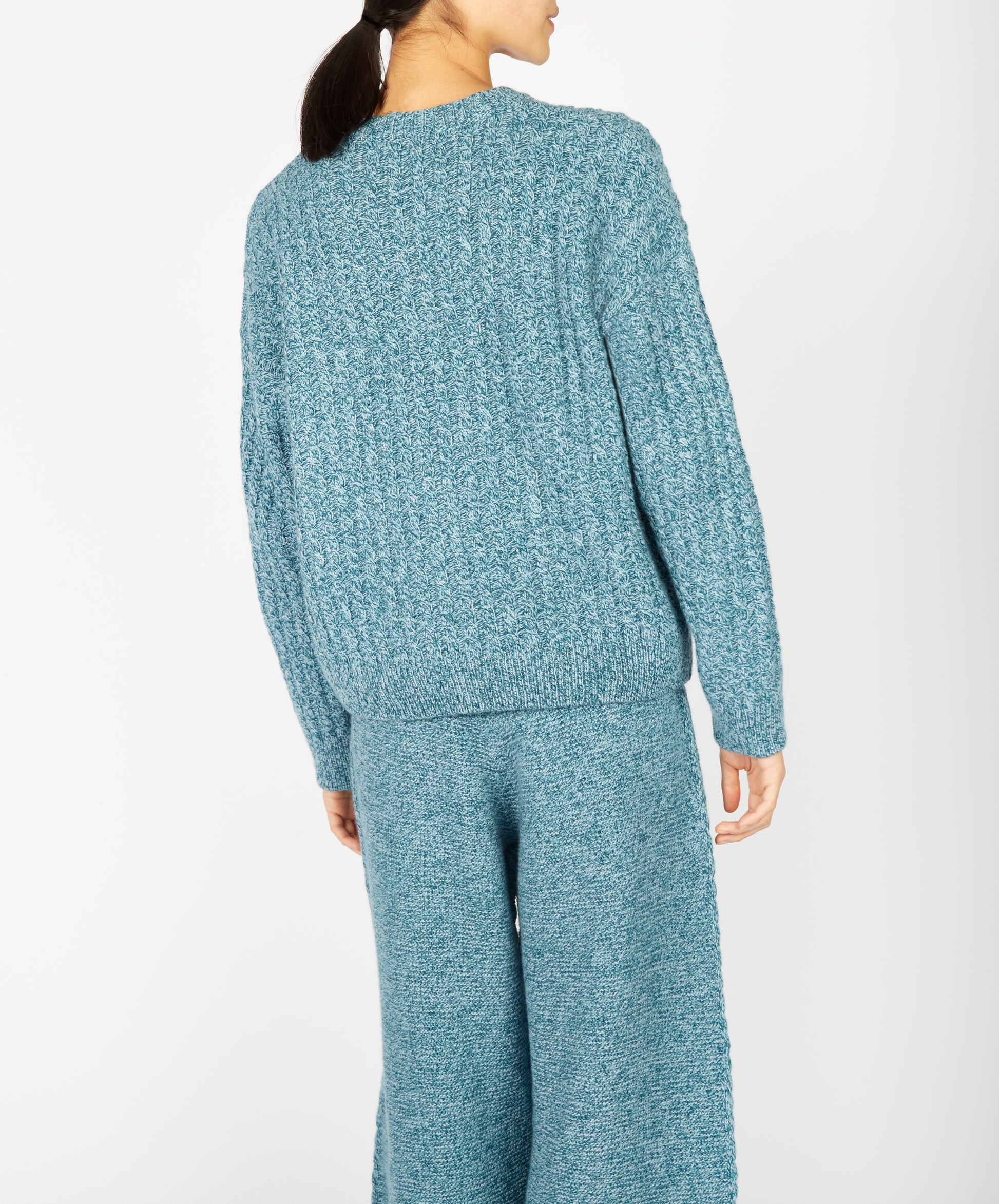 IrelandsEye Knitwear Corbin Cable Crew Neck Larimar