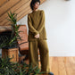 IrelandsEye Knitwear Kestrel Cropped Trousers and Osprey Funnel Neck Khaki