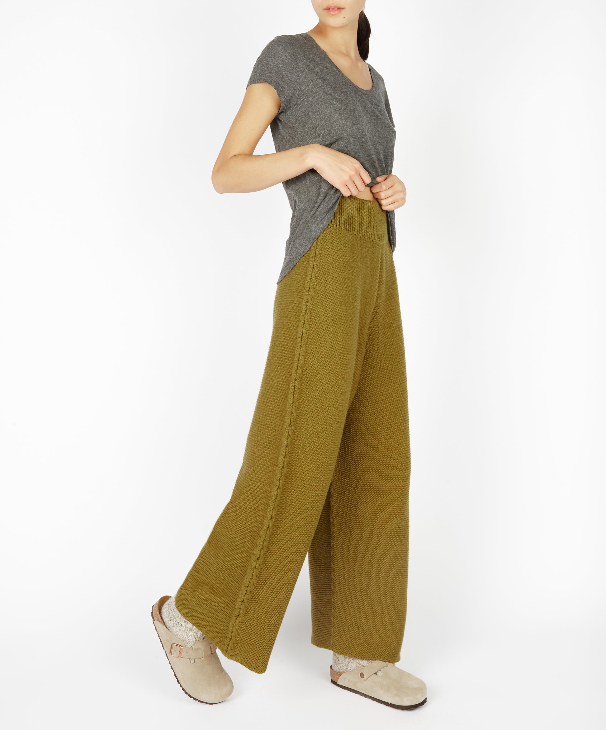 IrelandsEye Knitwear Kestrel Cropped Trousers Khaki