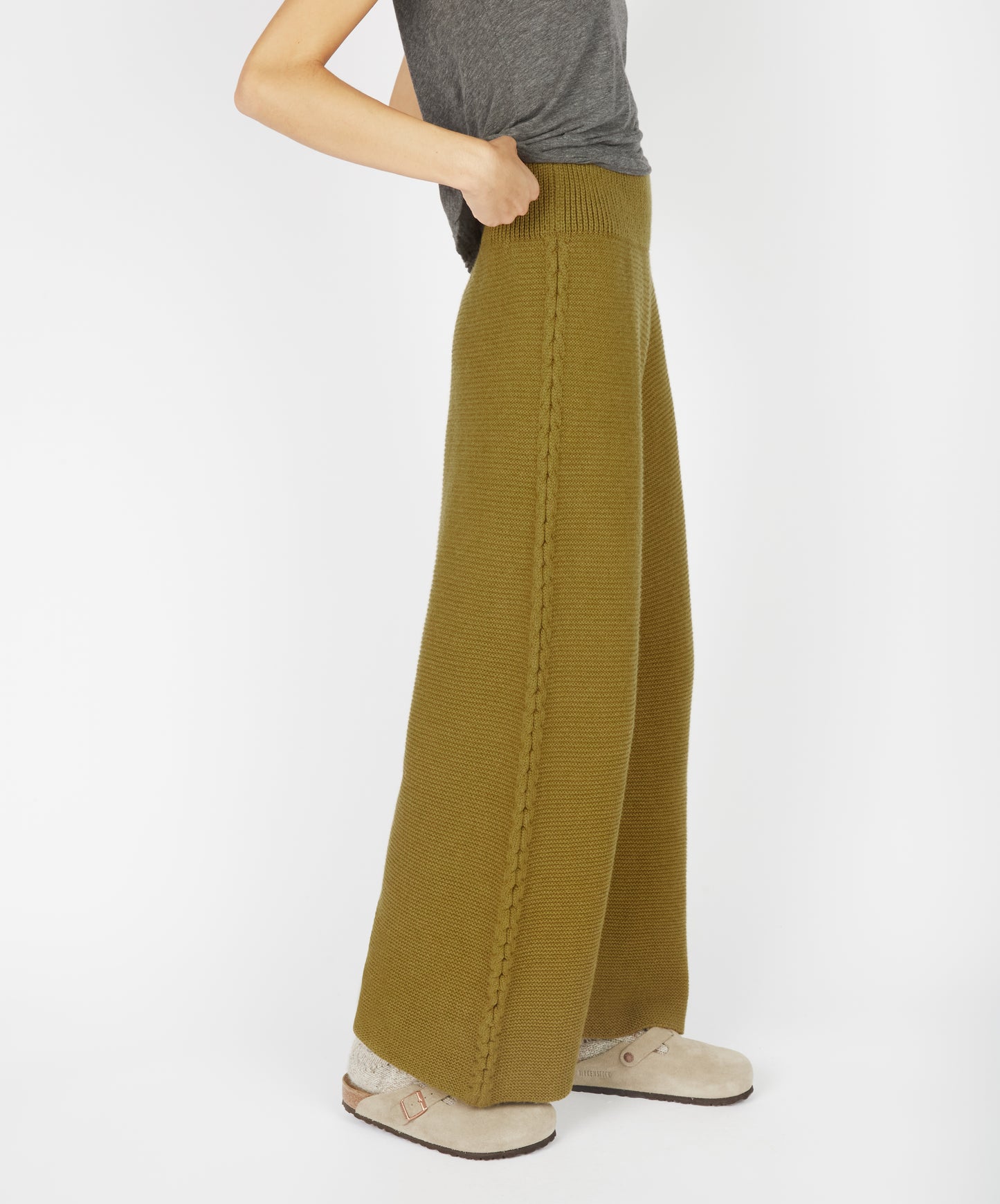 IrelandsEye Knitwear Kestrel Cropped Trousers Khaki