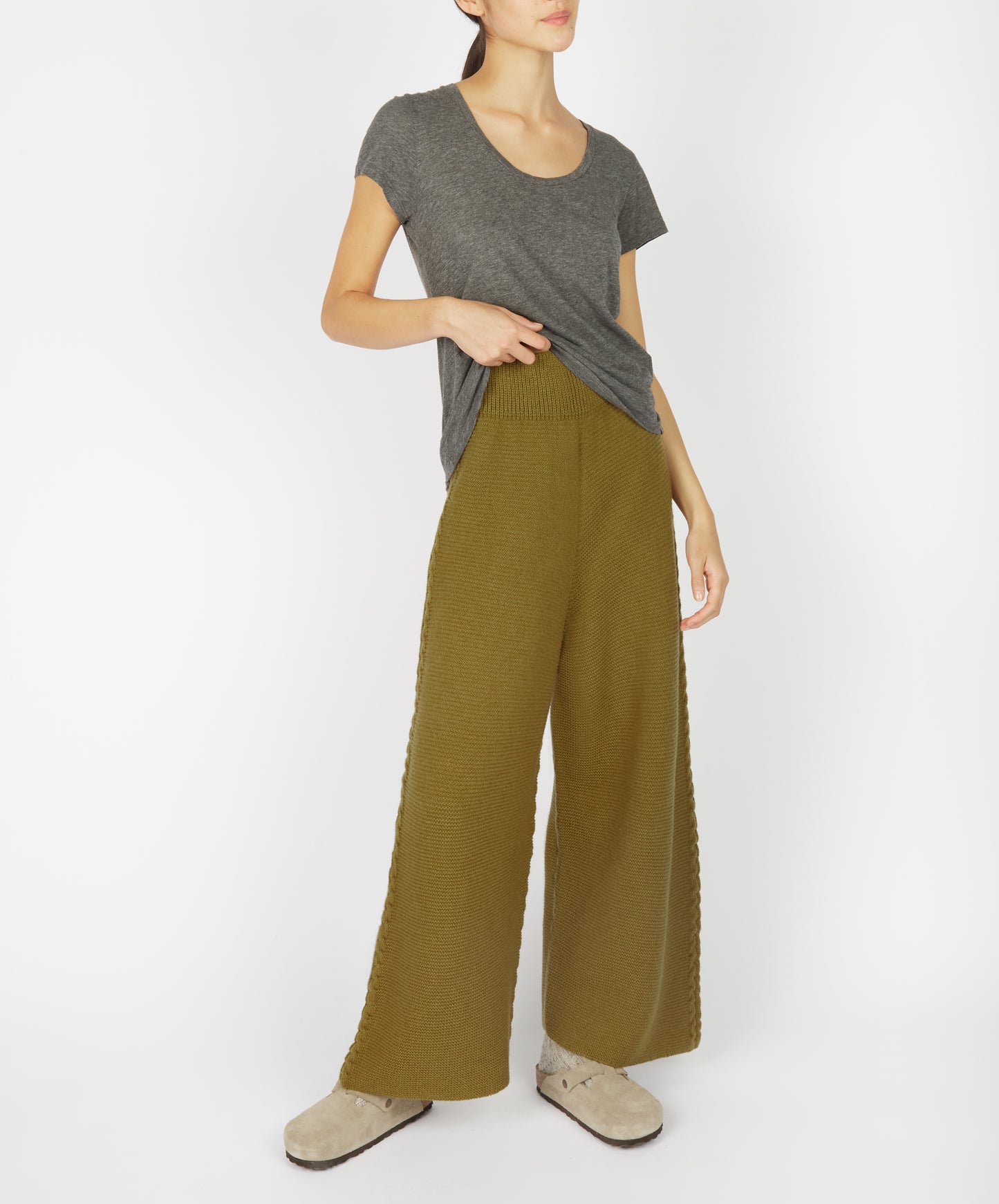 IrelandsEye Knitwear Kestrel Cropped Trousers Khaki