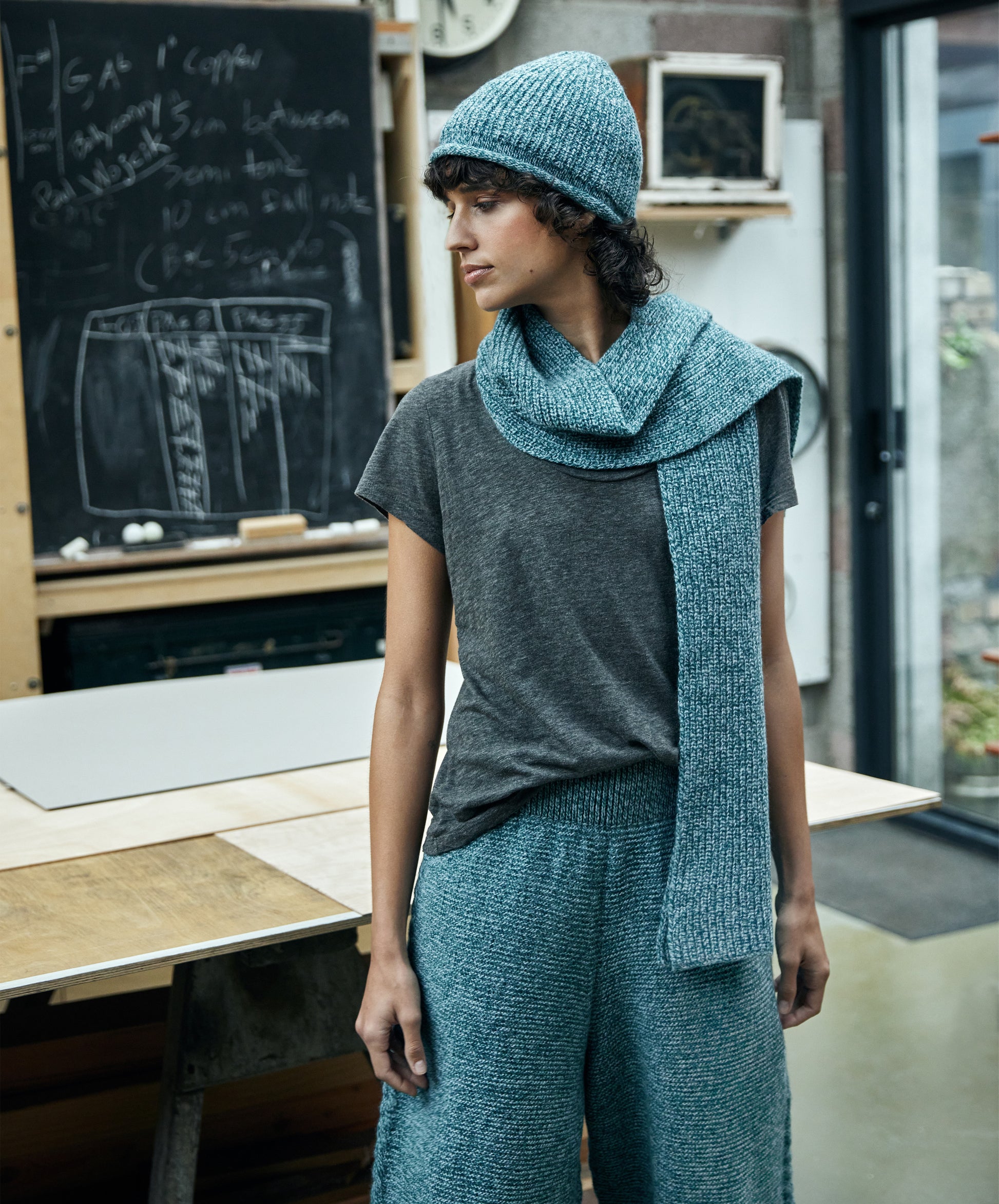 IrelandsEye Knitwear Sparrow Scarf & Mistle Hat Larimar