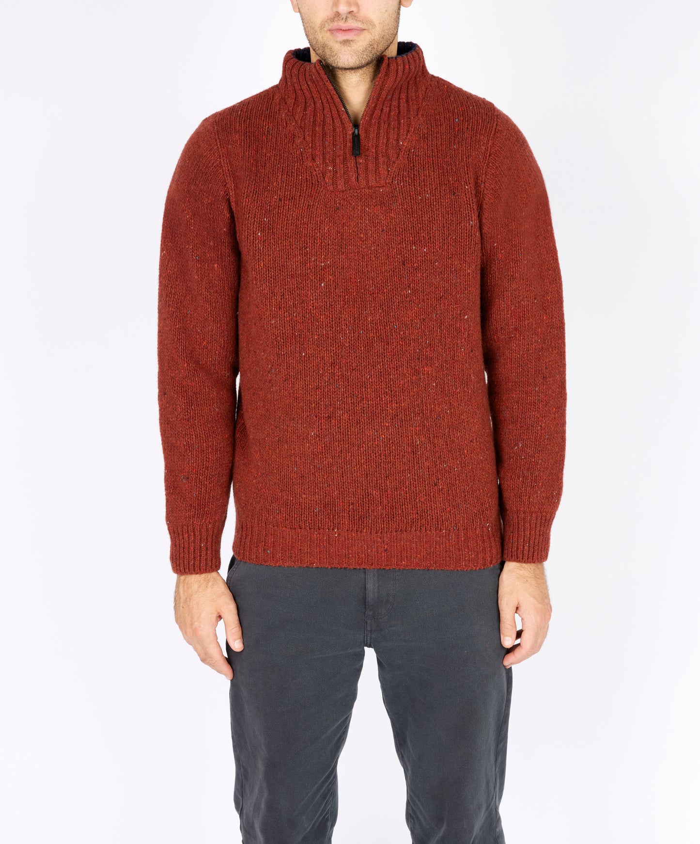 IrelandsEye Knitwear Glenstone Troyer Sweater Copper Marl