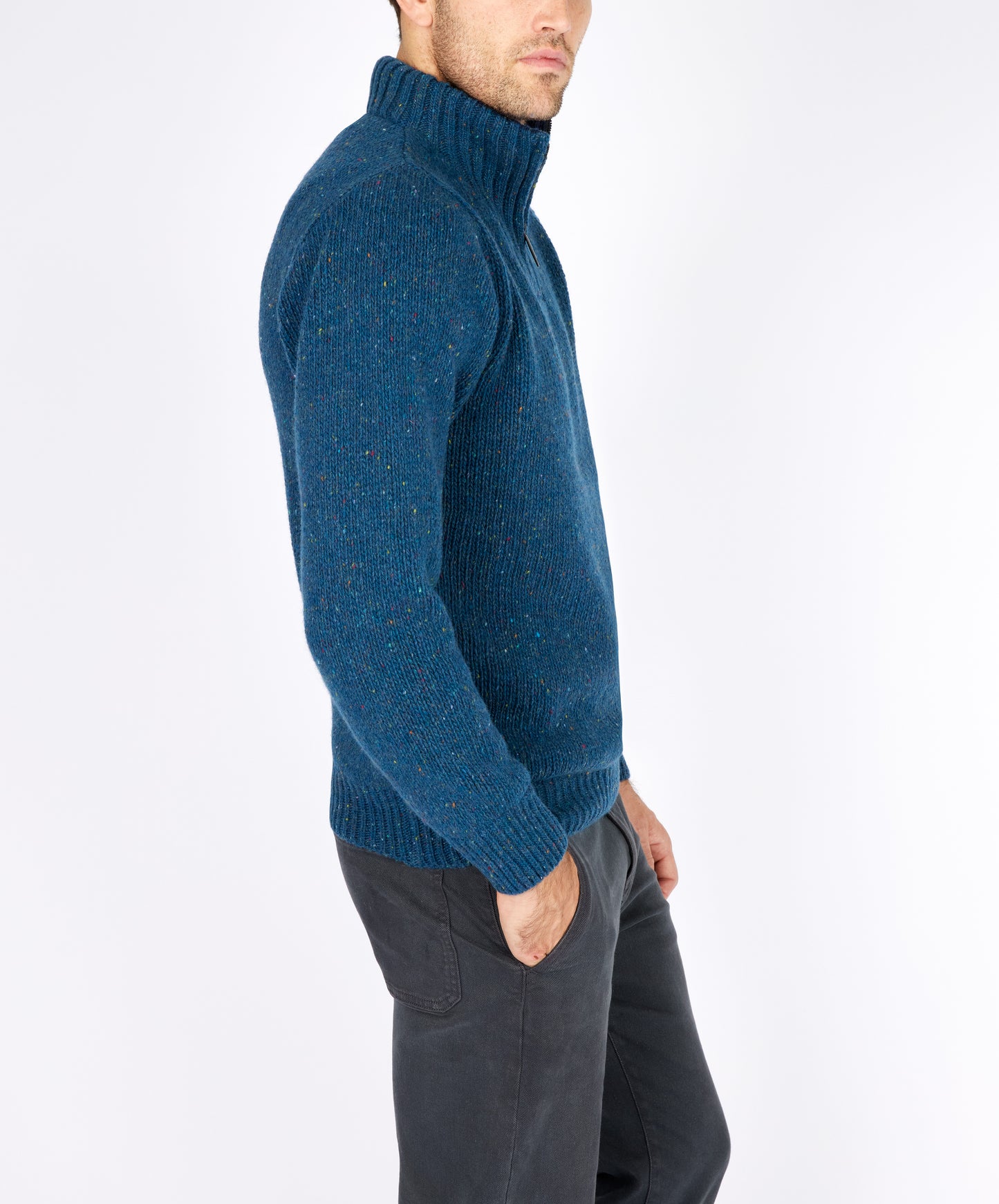 IrelandsEye Knitwear Glenstone Troyer Sweater Ink Marl