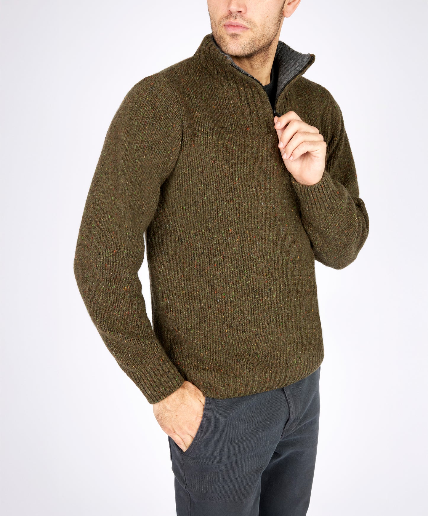 IrelandsEye Knitwear Glenstone Troyer Sweater Loden