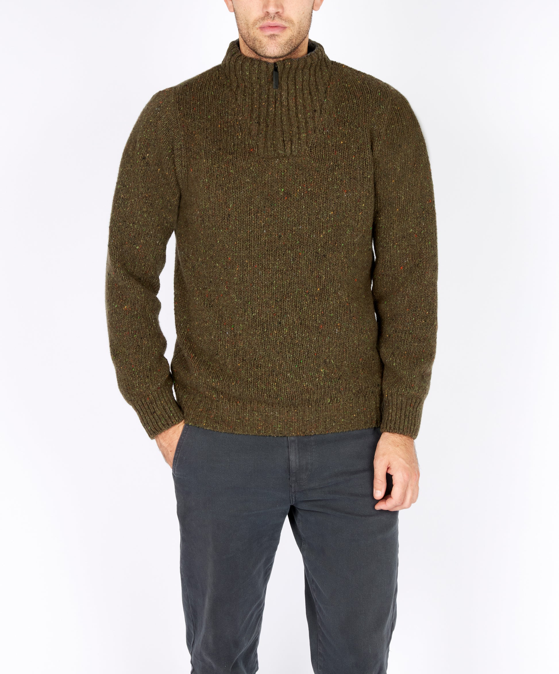 IrelandsEye Knitwear Glenstone Troyer Sweater Loden