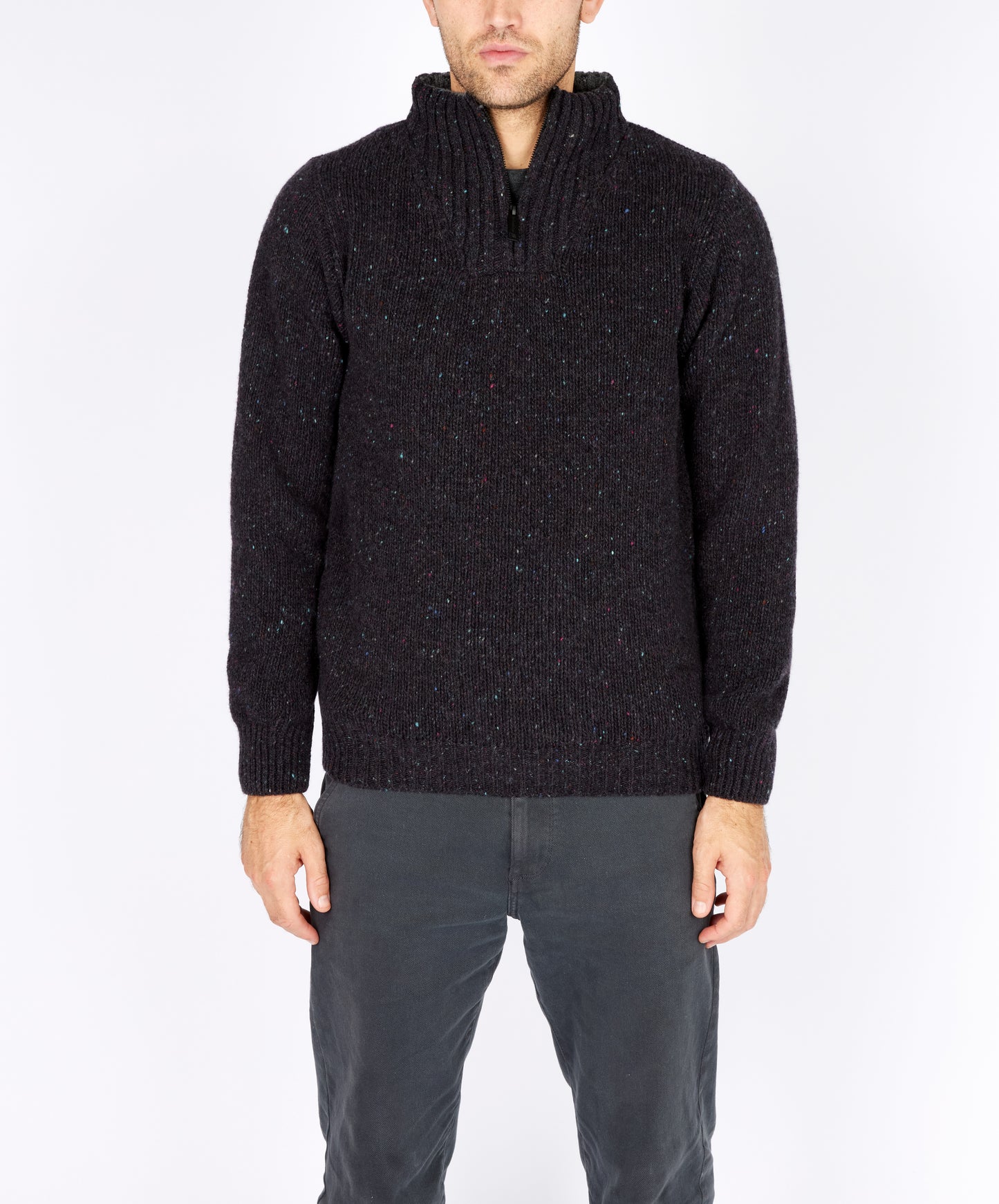 IrelandsEye Knitwear Glenstone Troyer Sweater Night Marl