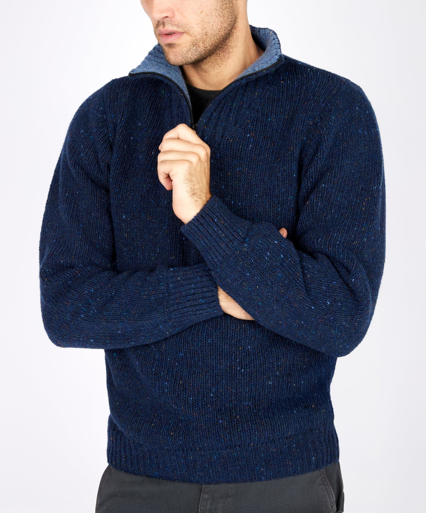 IrelandsEye Knitwear Glenstone Troyer Sweater Rich Navy