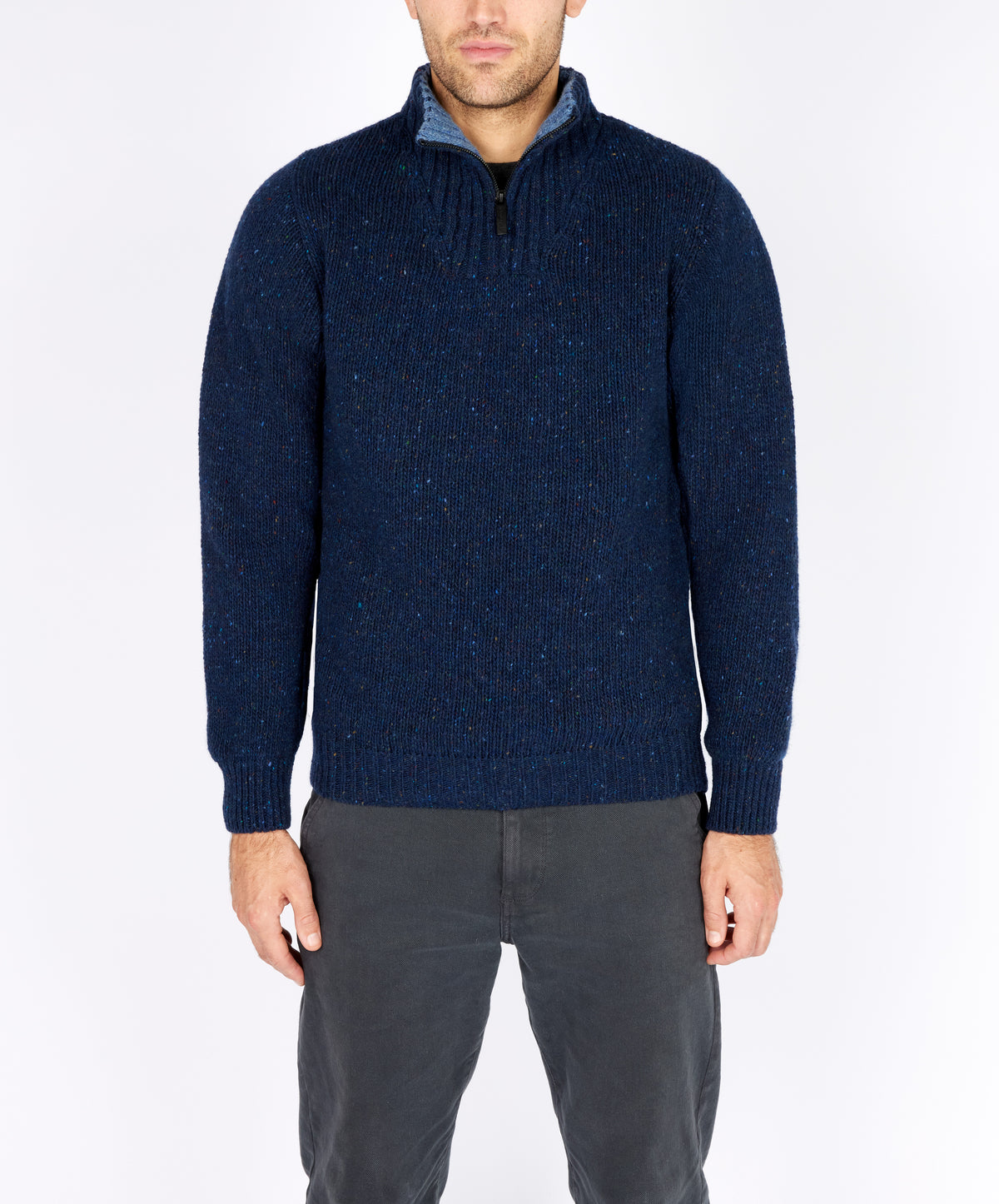 IrelandsEye Knitwear Glenstone Troyer Sweater Rich Navy