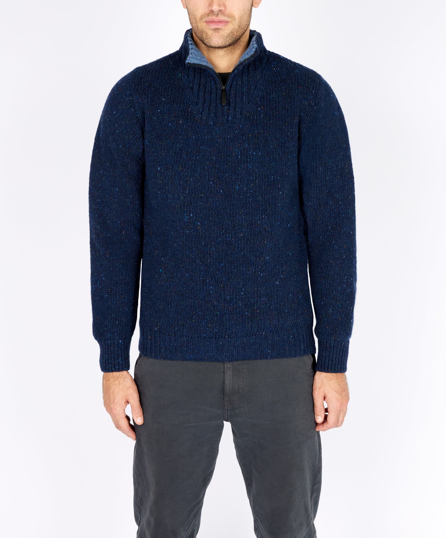 IrelandsEye Knitwear Glenstone Troyer Sweater Rich Navy