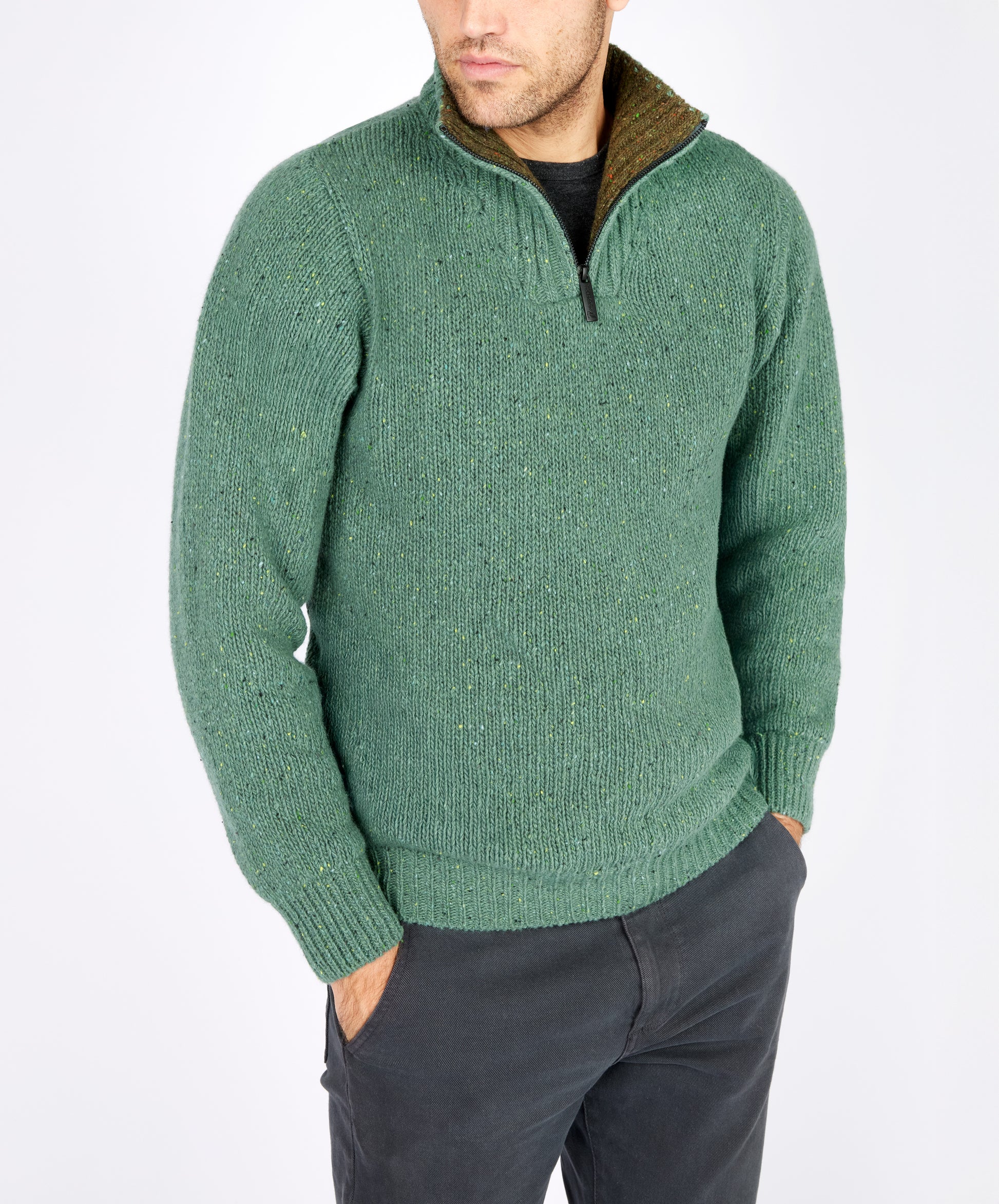 IrelandsEye Knitwear Glenstone Troyer Sweater Wave