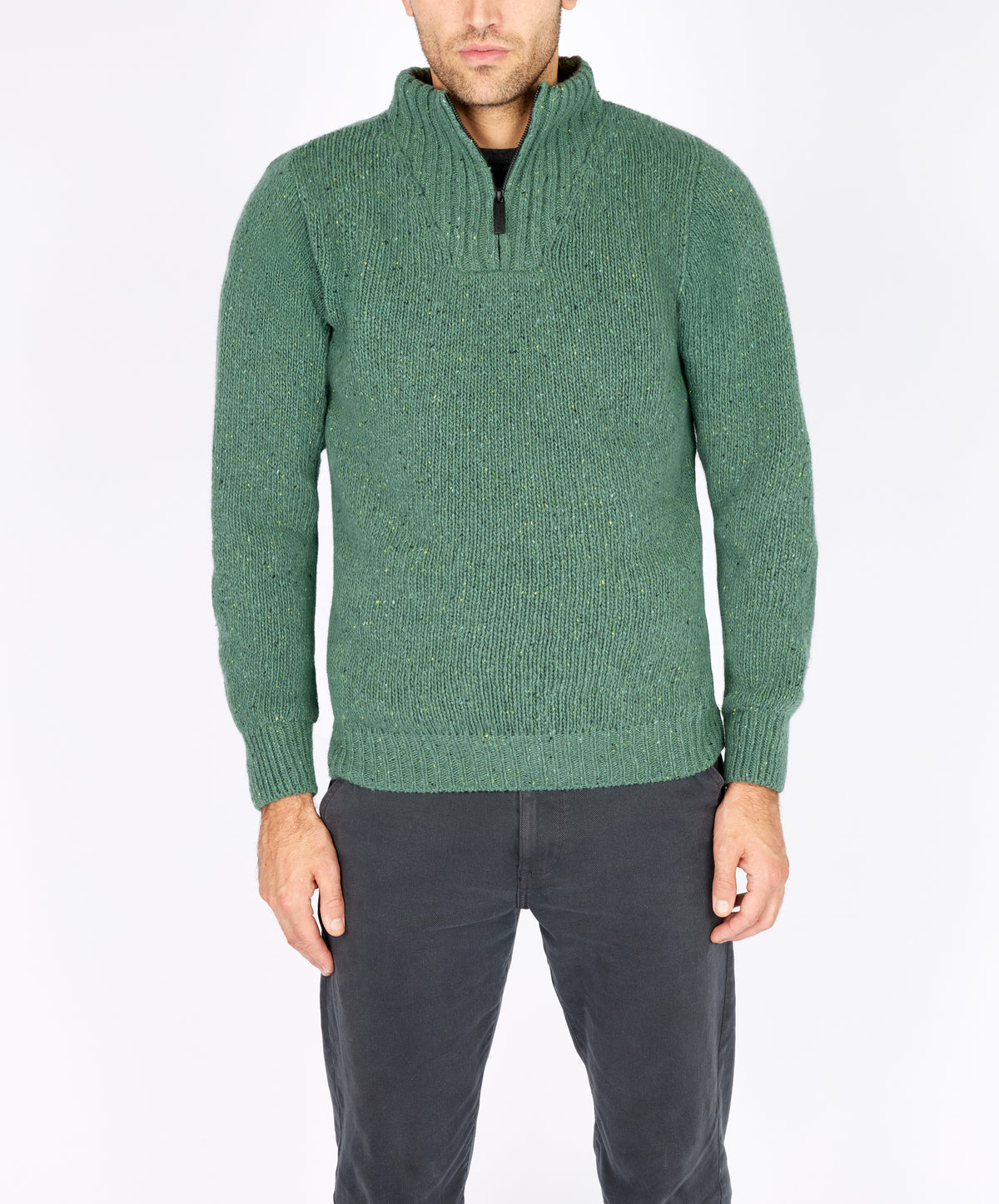 IrelandsEye Knitwear Glenstone Troyer Sweater Wave