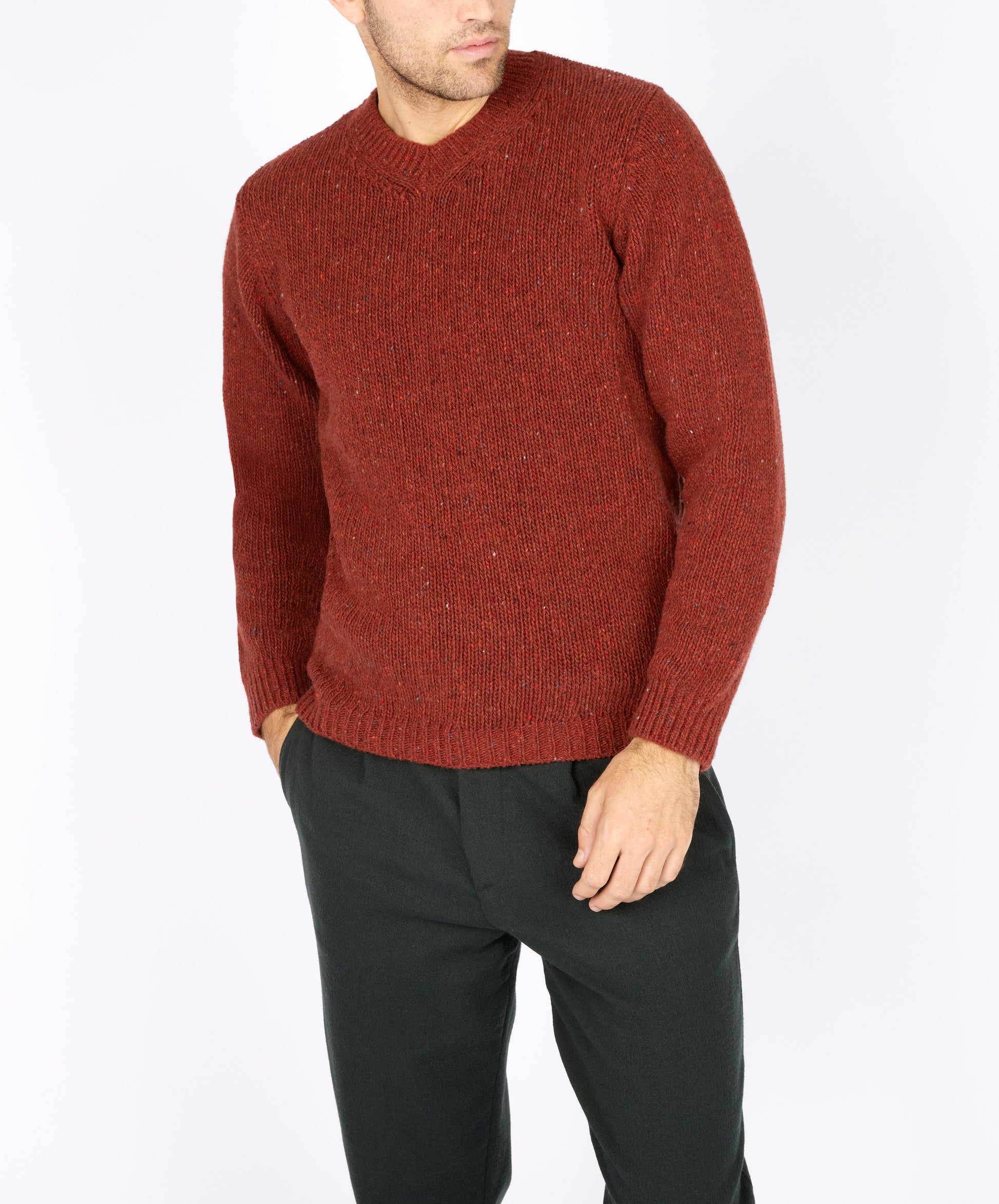 IrelandsEye Knitwear Kilbride V Neck Sweater Copper Marl